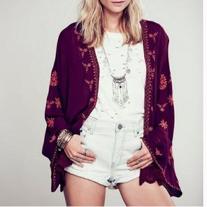 Free People Embroidered Kimono Jacket cardigan S